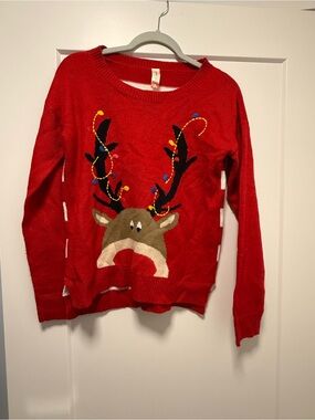 Red Reindeer Knit Sweater - Women